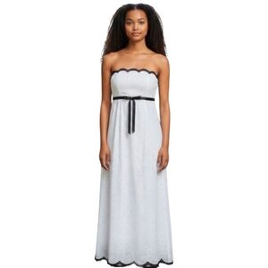 Jessica McClintock Gunne Sax Maxi Dress Size 10 Y2K Sleeveless Formal White Prom